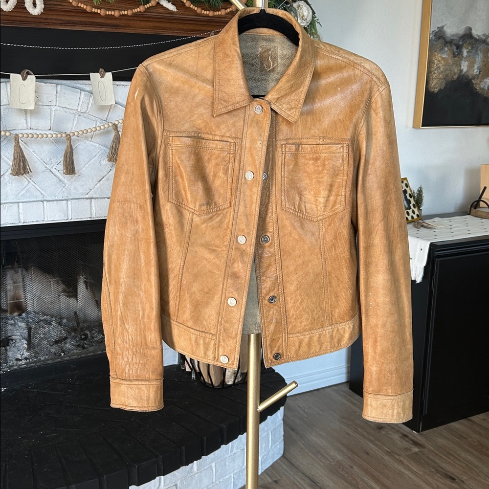 June Tan Leather Women's Reversible Jacket